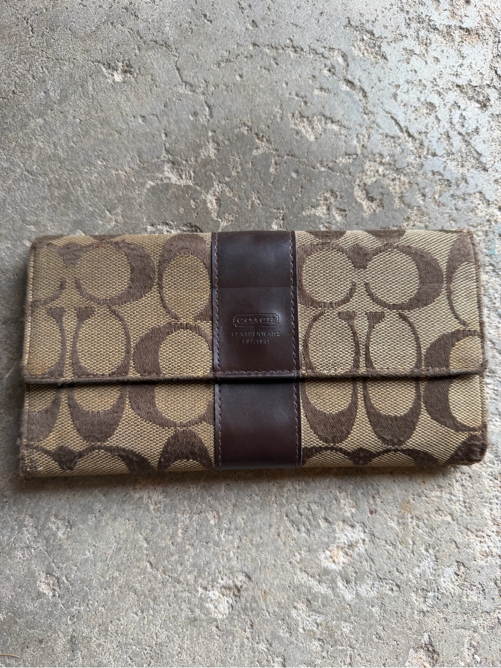 Coach Canvas Signature Fold Wallet - Tan/Brown